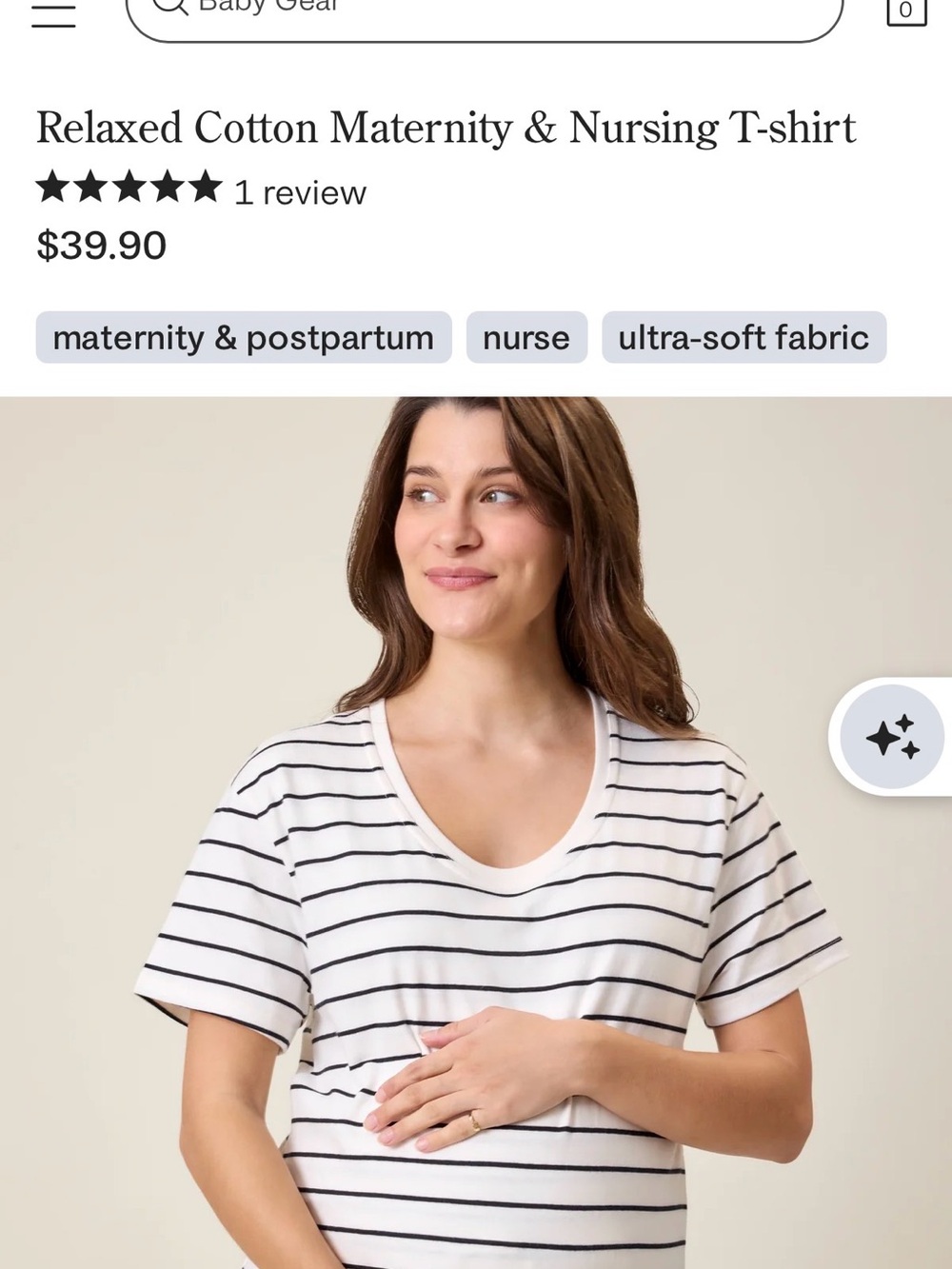 Kindred Bravely Striped Maternity & Nursing Tee - Tan and White Stripes